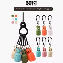 PD Fishing-Juego de 16 Uds de hebilla de montañismo, protectores de anzuelos de calamar, funda protectora de camarones de madera, ganchos para brochetas, cubierta de gancho Sanben