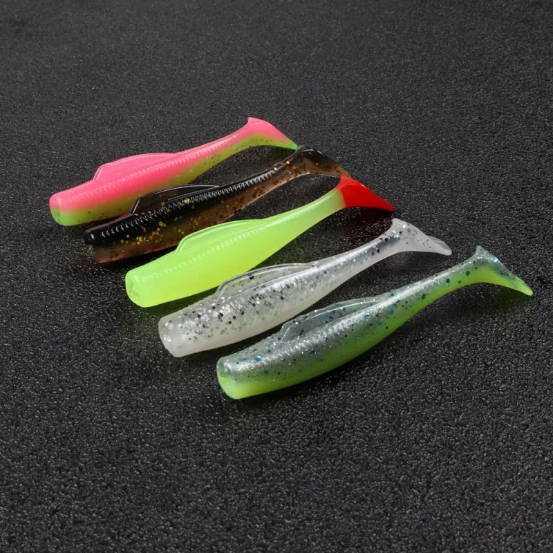 6 uds Testar T-Tail gusano suave 6,5 cm 2,3g-cebo TPR Flexible para lubina trucha Panfish-señuelo realista con ojos 3D - imagen 2