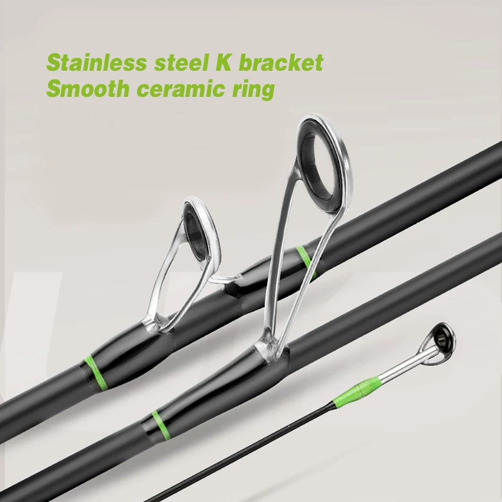 Caña de pescar para trucha con mango de carbono, 1,5/1,68/1,8 m, potencia UL, giratoria, color verde claro, punta sólida sensible lente, caña de pescar para peces pequeños - imagen 4