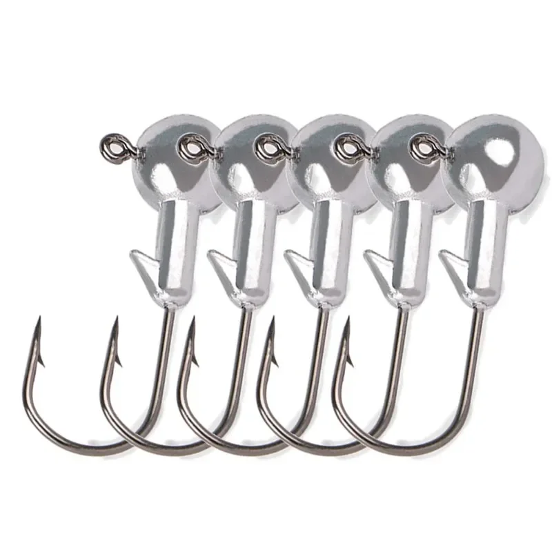 1/5 Uds 3,5g-21g manivela anzuelo con cabeza anzuelo de pesca cabeza plantilla señuelo cebo duro gusano suave Luya anzuelo anzuelo