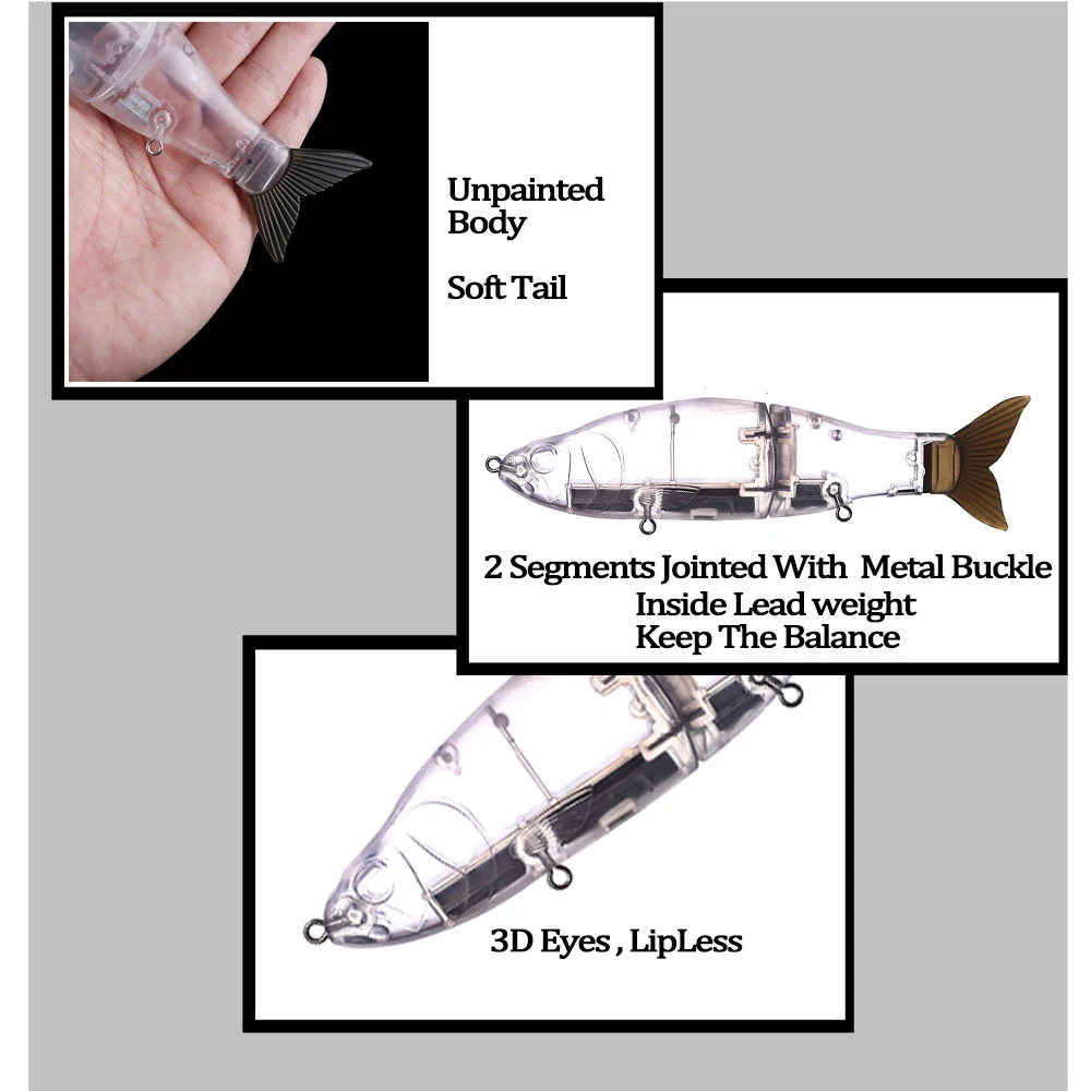 Chan'sHuang-Cebo en blanco sin pintar, 5 piezas, 165MM, deslizamiento, sábalo, Swimbait, cola suave, Artificial, hecho a mano - imagen 4