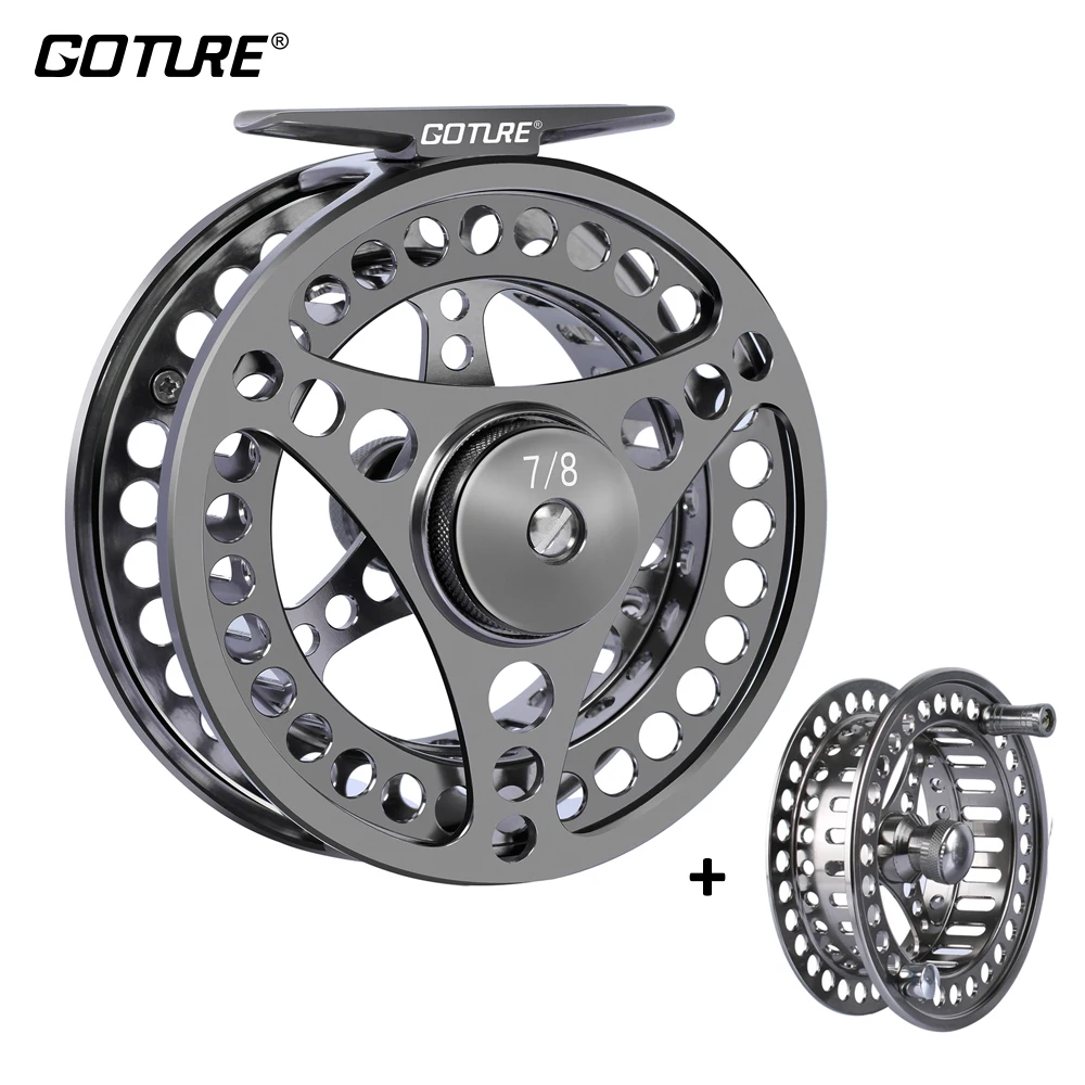 Goture-carrete de pesca con mosca 3/4, 5/6, 7/8, 9/10, 2 + 1BB, arrastre máximo, 8kg, ligero, mecanizado por CNC, eje grande, carrete de mosca izquierda/derecha + carrete de repuesto - imagen 2