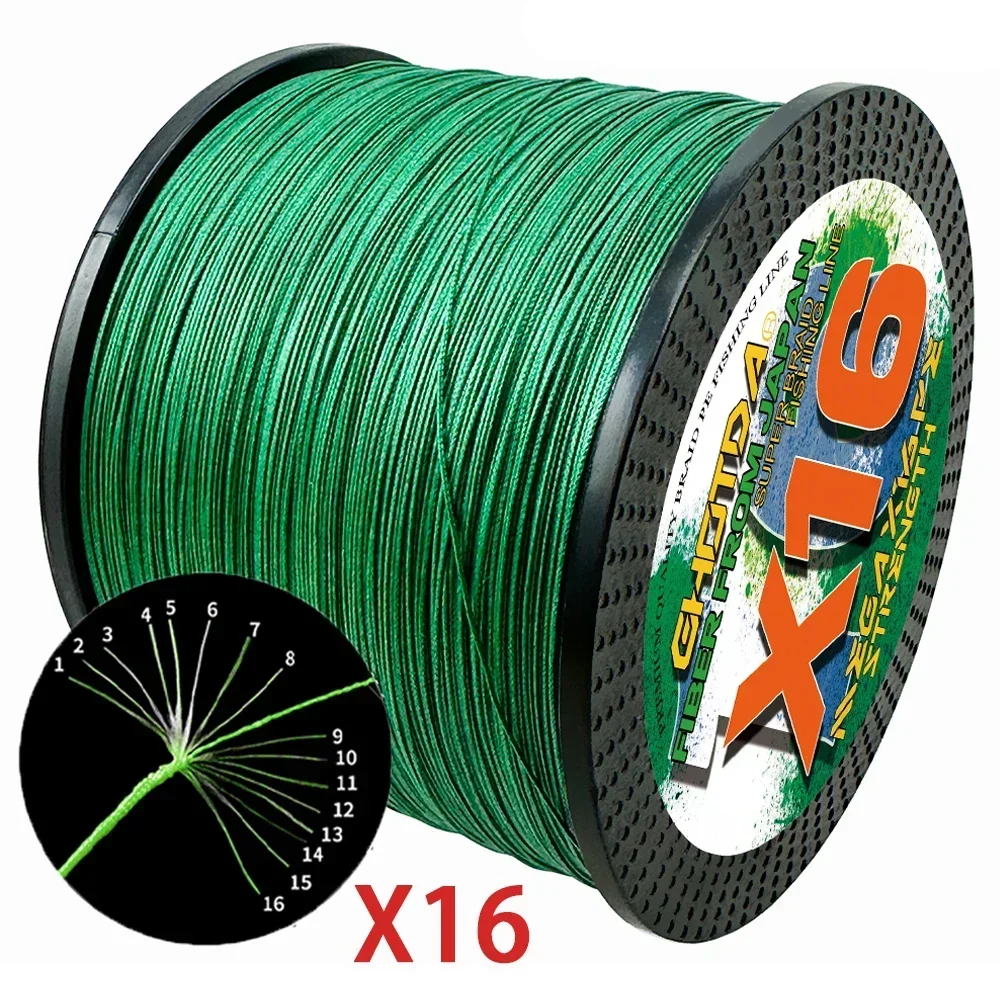 Línea de pesca trenzada de PE X8/12 hebras, alambre giratorio de tejido extremadamente fuerte para Jigging de agua salada, 8,2-91kg para aparejos de pesca de lubina y carpa - imagen 3