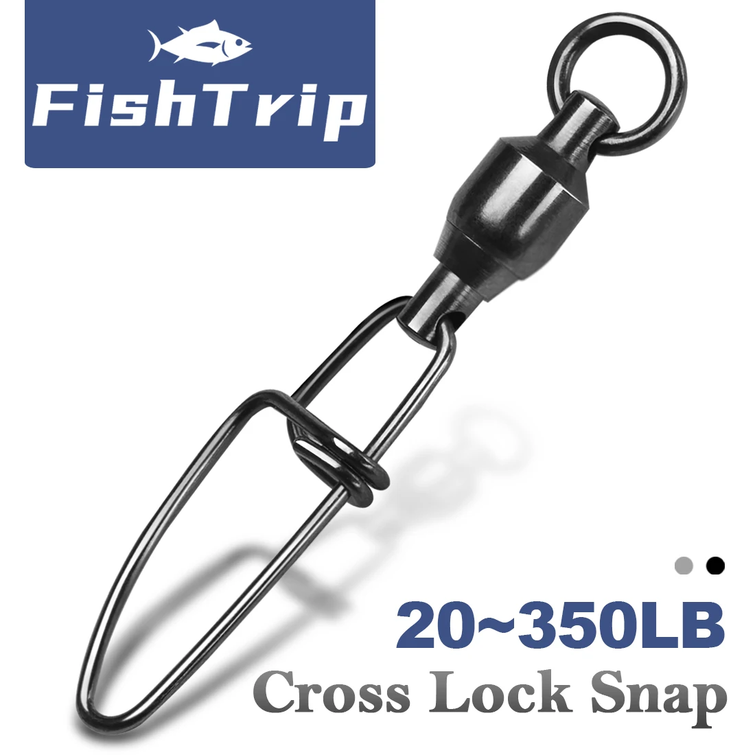 FishTrip-rodamiento de bolas Crosslock, Conector de pesca de enclavamiento, acero inoxidable, níquel negro, paquete de 20 ~ 100