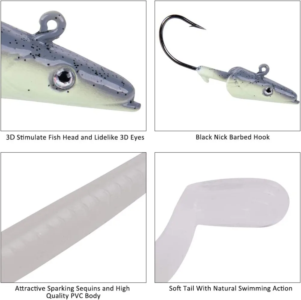 Goture-señuelo de Pesca suave, cebo Artificial de cabeza de pez, cebo corporal de PVC, Swimbait, 11cm, 22g - imagen 3