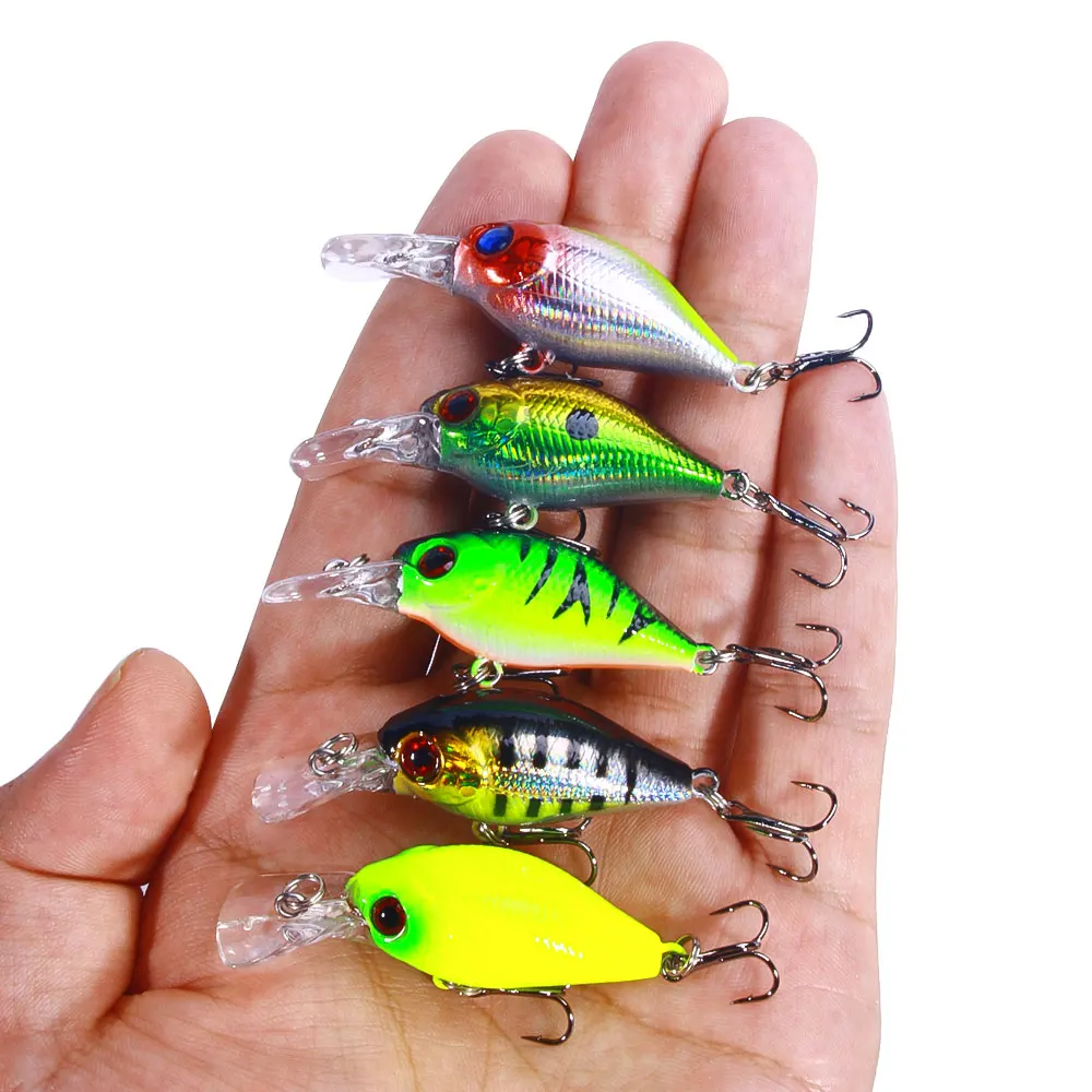 HENGJIA 5 unids/lote Mini Crankbait Kit de Señuelos de Pesca 5,3 cm 4,3g Wobblers plástico duro Bass Pike cebo Set señuelo de buceo Pesca - imagen 5