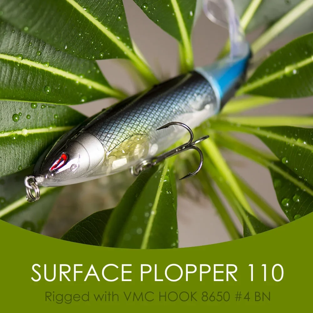 Señuelos de pesca Countbass superficie Plopper Topwater Whopper Popper cola giratoria suave lápiz aparejos de pesca 110mm 19,7g - imagen 5