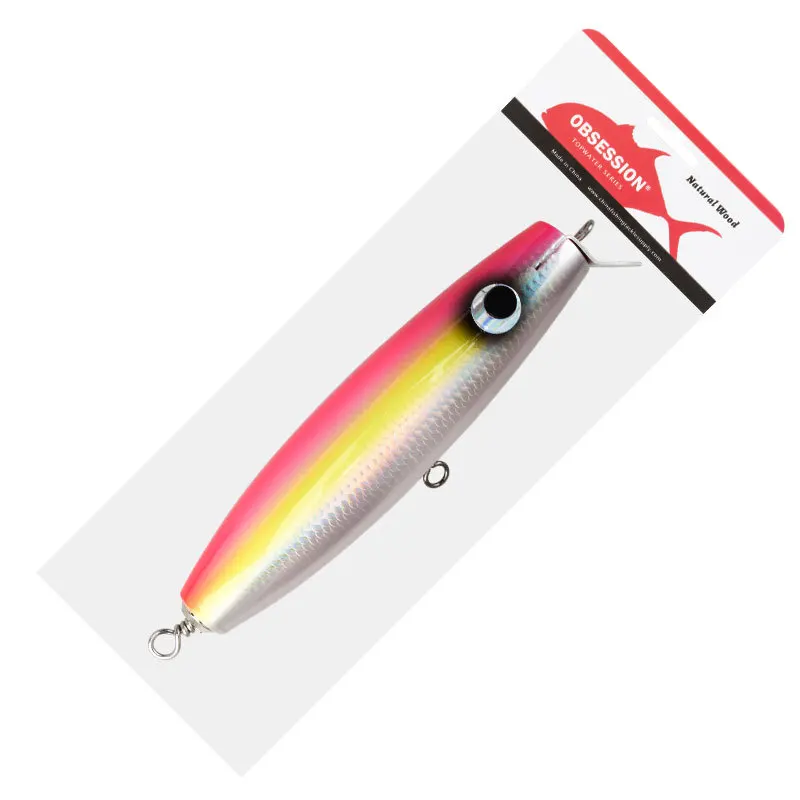 WD133 ± 90g/19,5 cm señuelo Popper de madera hecho a mano pesca en el mar ceboTopwater Swimbait GT superficie duradera Popping Jigging señuelo - imagen 5