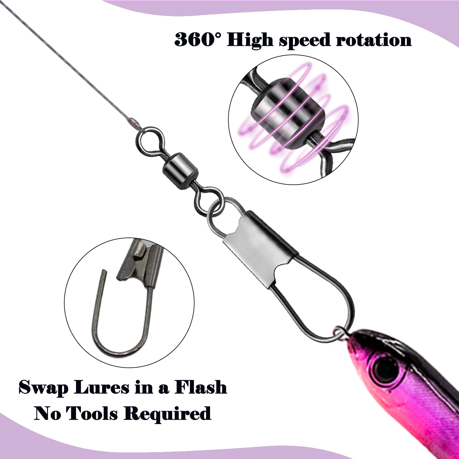 Pesca giratoria enclavamiento Snap giratorio Snap 50 Uds conectores a granel aparejos - imagen 5