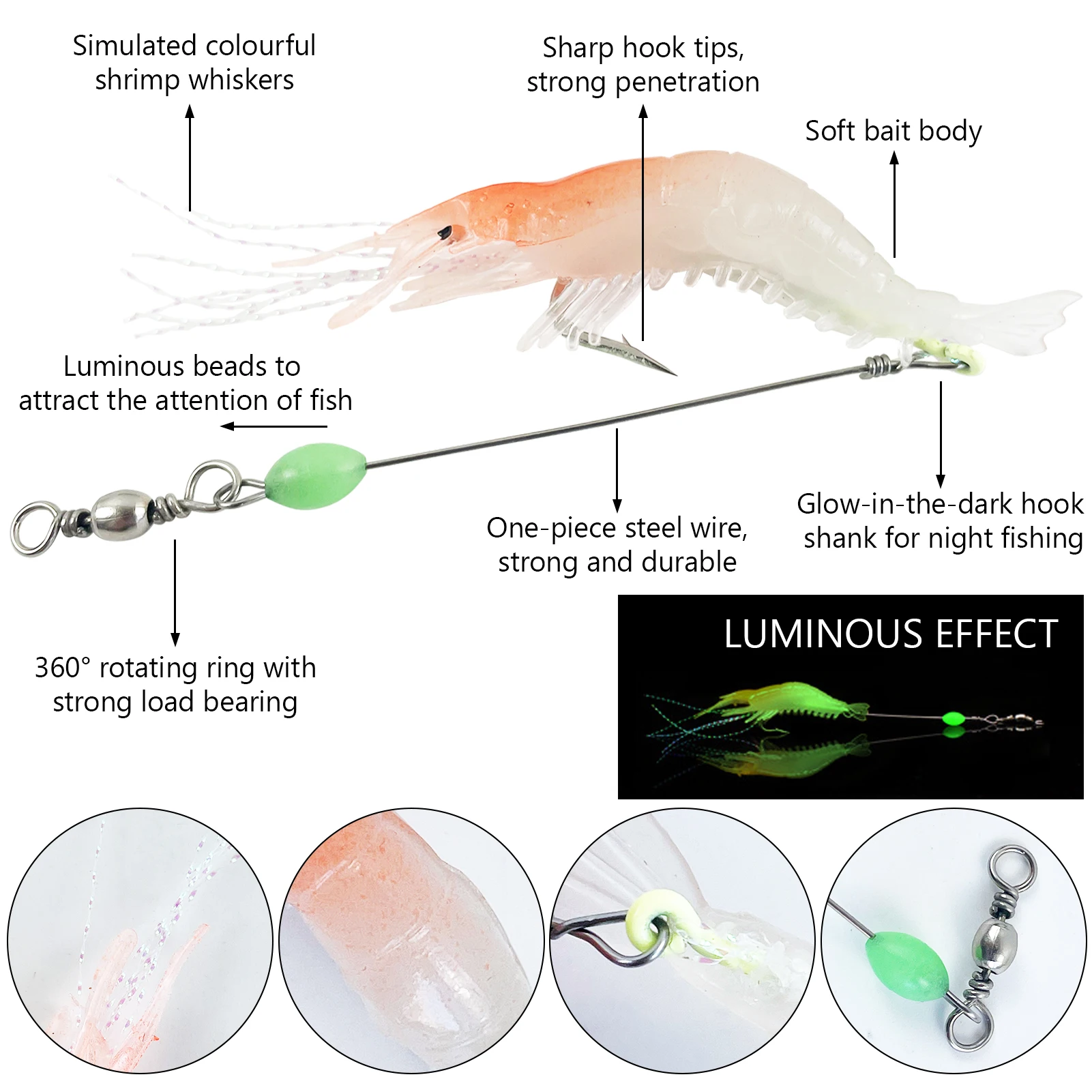 Kit pesca lubina Free Fisher, señuelos Jerkbait y vinilo - imagen 2