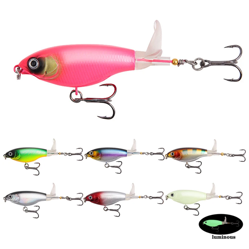 Whopper Popper-señuelo de pesca Topwater, cebo Artificial, Plopper duro, cola giratoria suave, aparejos de pesca - imagen 3