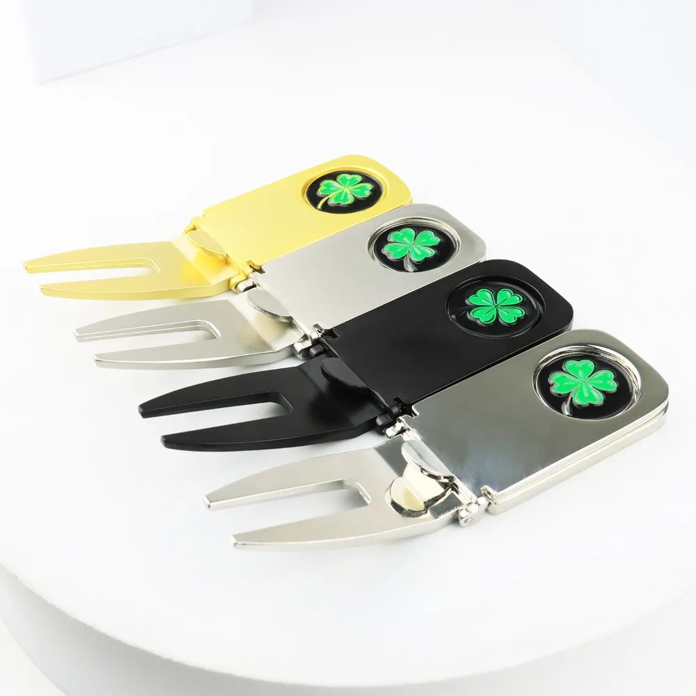 Divot-marcador de bola de horquilla verde, herramienta de reparación multiusos de aleación de Zinc, trébol de Golf - imagen 4