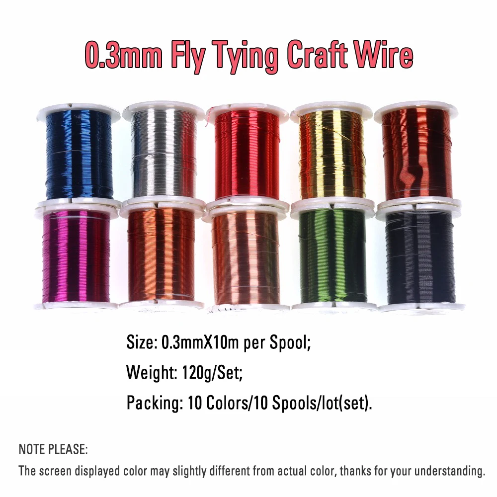 WIFREO-10 carretes de alambre para atado de moscas, accesorio de Metal para atar larvas, cuerpo segmentado, 0,3mm - imagen 2