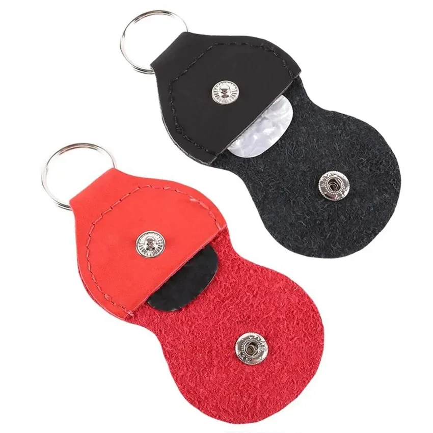 Estuche para púas de Guitarra de cuero de alta calidad, soporte para púas de Guitarra, llavero genuino con forma de accesorios para Guitarra, caja de almacenamiento, 1 ud. - imagen 4