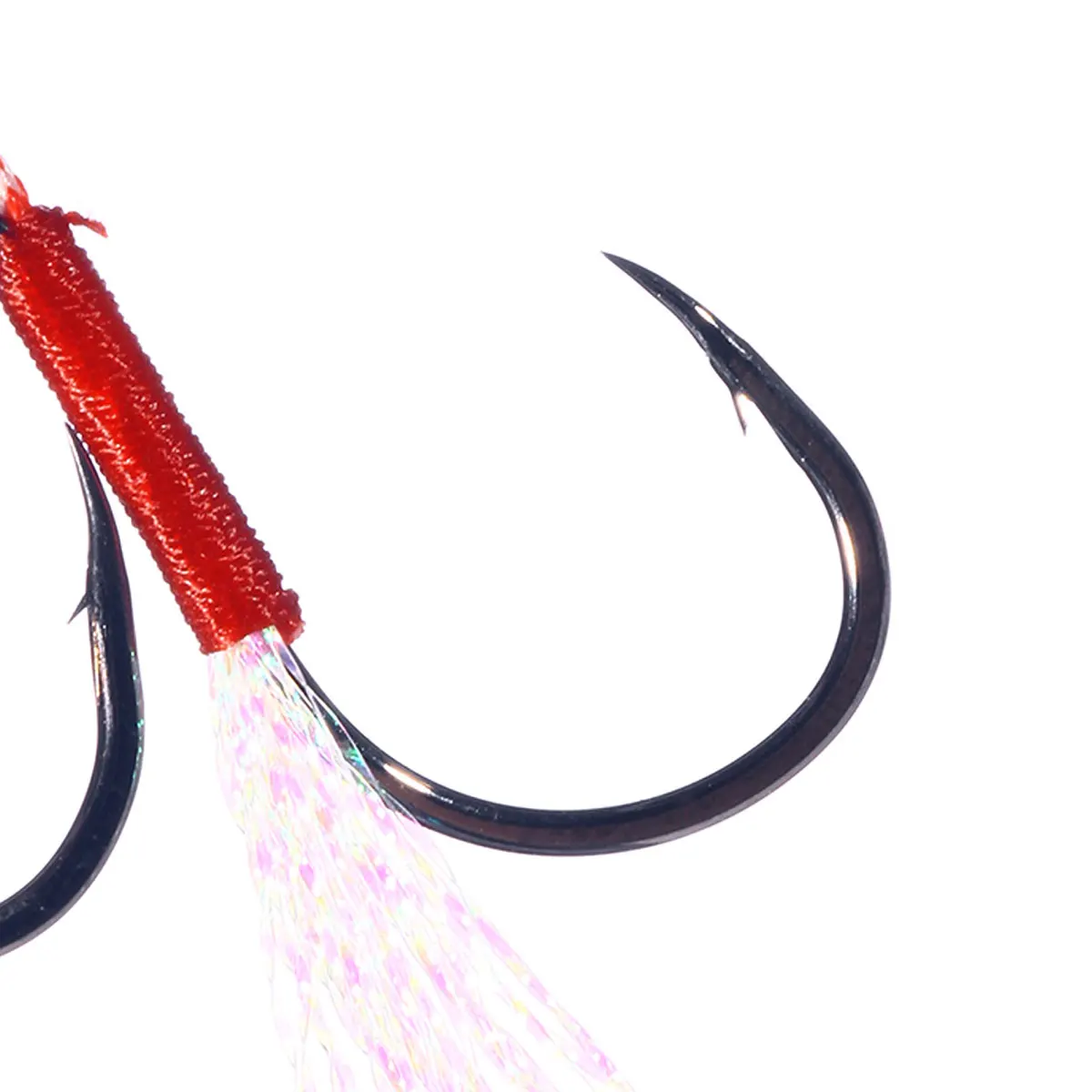 5 pares de plantillas de Pesca fundidas, anzuelo de asistencia con púas, doble par de anzuelos, hilo de pluma, Pesca, señuelo de Pesca de acero rico en carbono, Jigging lento - imagen 4