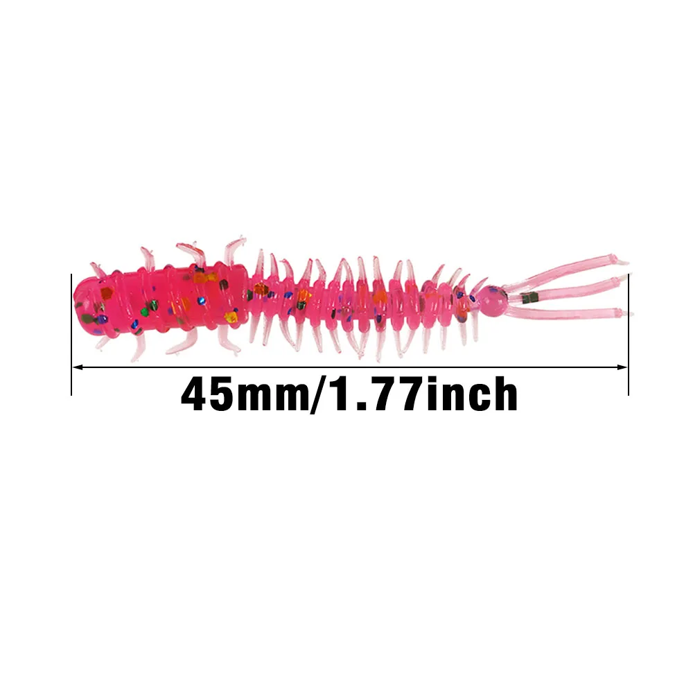 MNFT 60 uds 45mm/0,4g Luya señuelo de pesca suave raíz de PVC cebo de pez espiral de 3 colas cebo de babosa multicolor - imagen 3