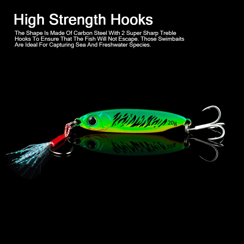 Hanlin-señuelo de pesca duro de calidad, anzuelo único de pluma, cuchara de Metal, aparejos de lubina, 7g/10g/15g/20g - imagen 5