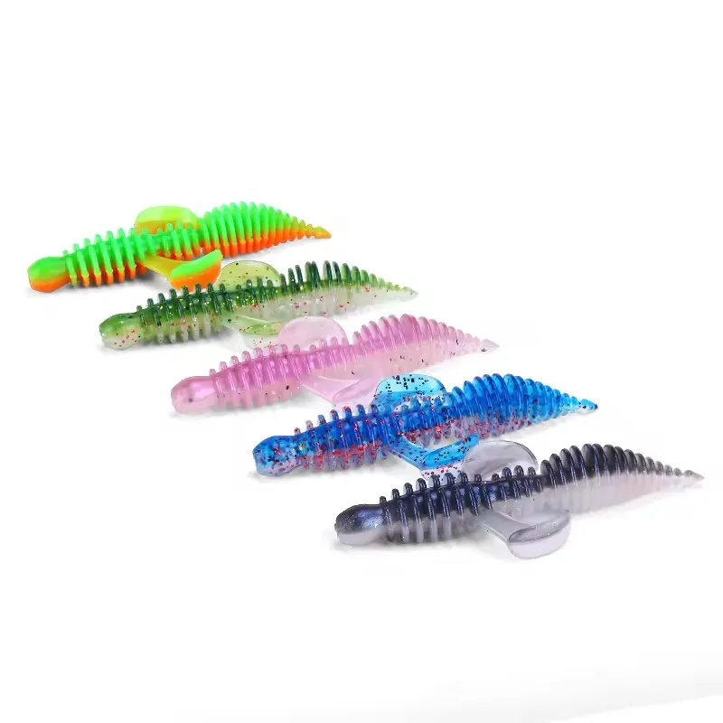 WEIHE 5 uds 7cm/3g 5 colores TPE señuelo de pesca suave cebo de pesca suave con alas chirriantes dentro de señuelos de cola de pin para plataformas - imagen 5