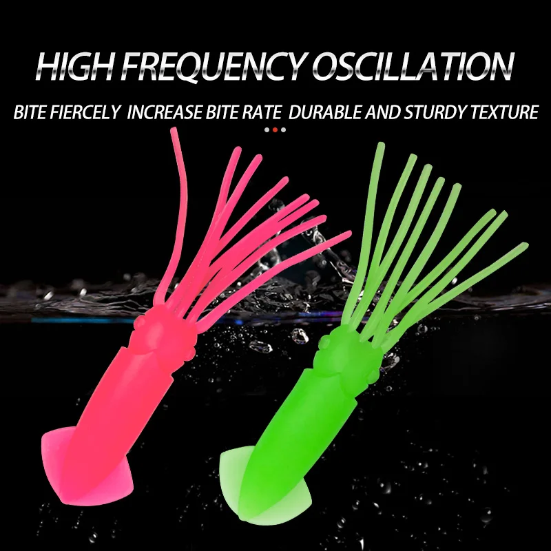 Señuelos de calamar simulados que brillan en la oscuridad, 1-2 piezas, para pesca en barco oceánico, cebo blando, aparejos de pesca al por mayor - imagen 4