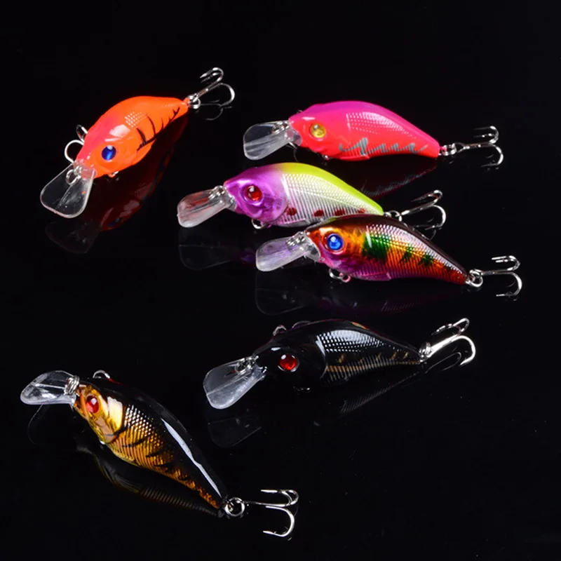 7,5 cm 12g Señuelos de pesca duros VIB Minnow cebo artificial 6 # Anzuelos triples que se hunden Crankbait Wobblers ojos 3D cebo aparejos de pesca - imagen 5