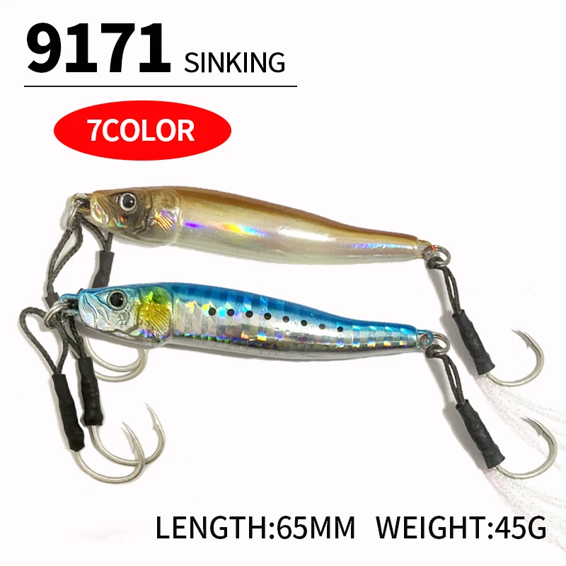 Señuelo de Metal de hundimiento lento, cebo duro Artificial, Wobbler para agua de mar, lubina, trucha, pesca, Swimbait, accesorios, plantilla de fundición, 45g, 65mm - imagen 3