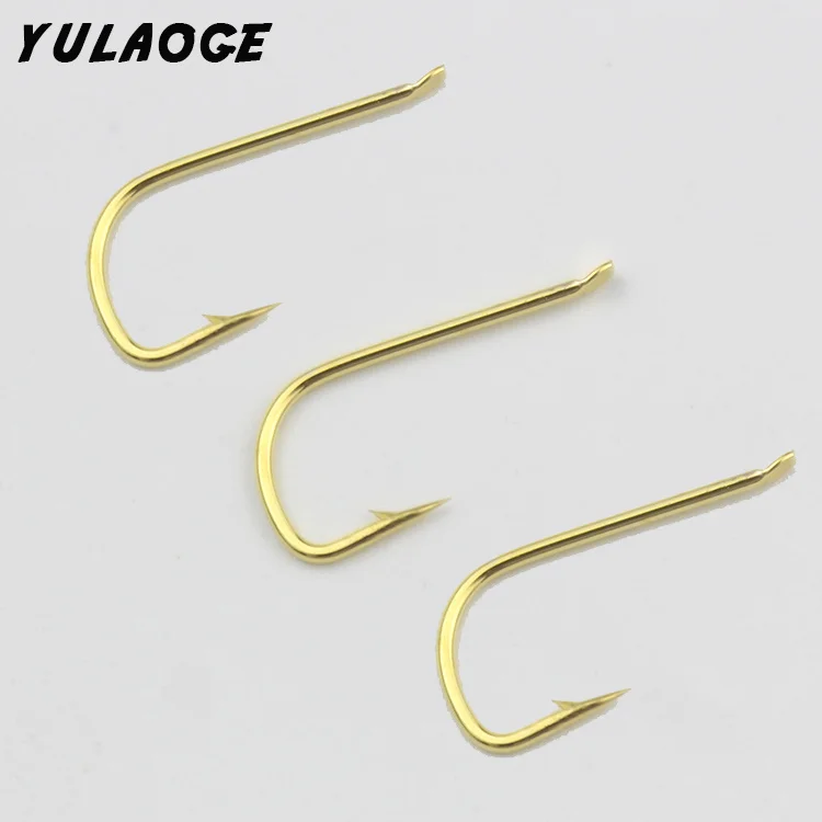 Anzuelos de pesca con mosca, anzuelos de pesca con púas pequeñas, kit de pesca de acero al carbono dorado, 50 unidades por lote - imagen 2