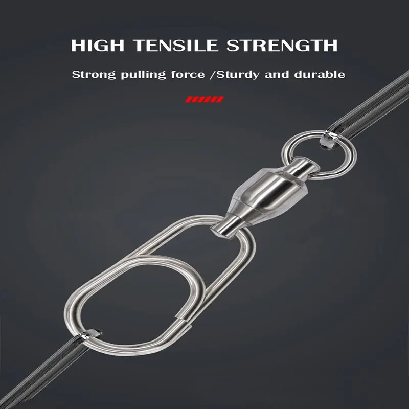 Rodamiento de bolas de pesca de acero inoxidable, conector de anillos sólidos giratorios, 20 piezas, pesca en agua dulce y salada para cebo de curricán - imagen 4