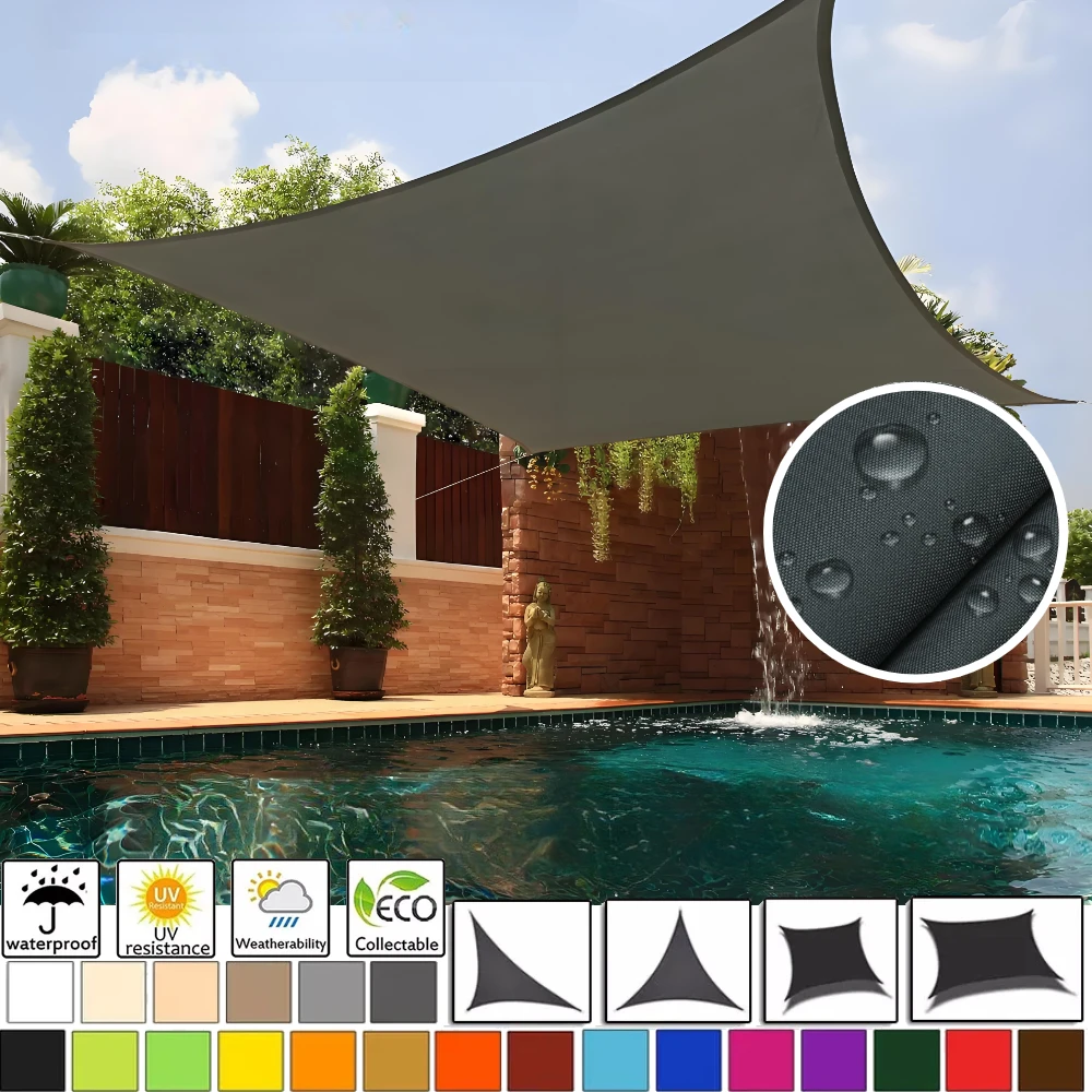 Vela de sombra de sol impermeable, dosel cuadrado rectangular triangular para jardín, bloque UV, tela para sombra de piscina, refugio solar, tiendas de campaña y senderismo - imagen 2