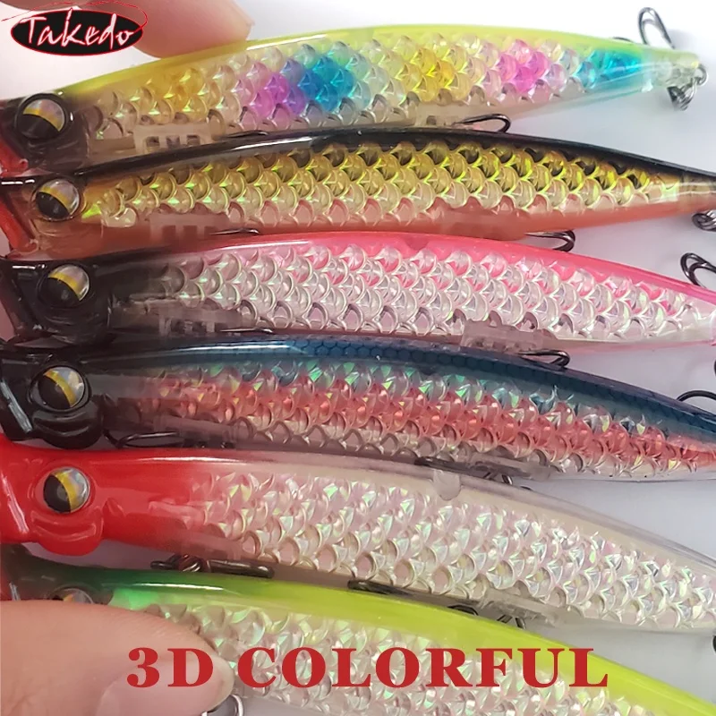 TAKEDO HG19 Señuelos de pesca de agua superior cebo colorido 3D 11CM 13G Wobbers Swimbait con 8 #   Señuelo Popper con anzuelo para Bass Snakehead - imagen 5