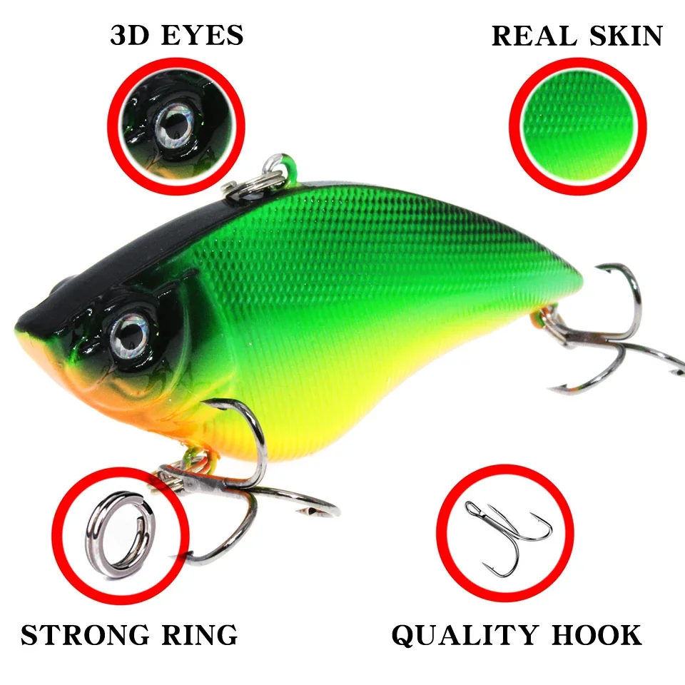 LEOSPORT-SEÑUELOS duros VIB, 1 piezas, 16G, 7CM, anzuelos triples de pesca, aparejos de pesca Crankbait que se hunden - imagen 3