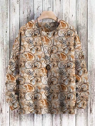 Jersey de punto unisex – Estampado Luna y sol, cuello redondo retro