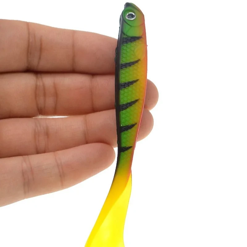 ALASICKA 4 Uds 12,5 cm vientre abierto pez hueco cebo suave señuelo de pesca colas largas verdes leopardo señuelos artificiales agua dulce agua de mar - imagen 3