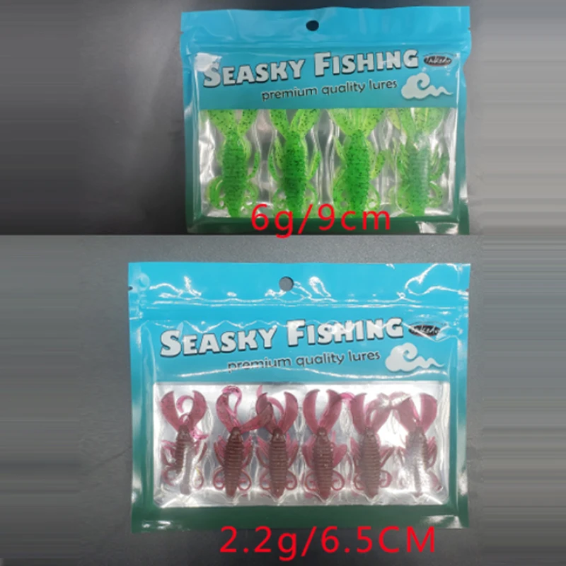 TAKEDO 2,2G 6G TPR señuelo suave Señuelos de pesca de camarones cebos blandos con cuentas de anillo para lubina carpa trucha - imagen 5