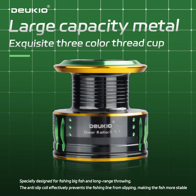 Carrete de pesca giratorio DEUKIO serie 2000-7000 agua salada 5,0:1 relación de engranaje 33 lb agarre de perilla de Metal de arrastre - imagen 4