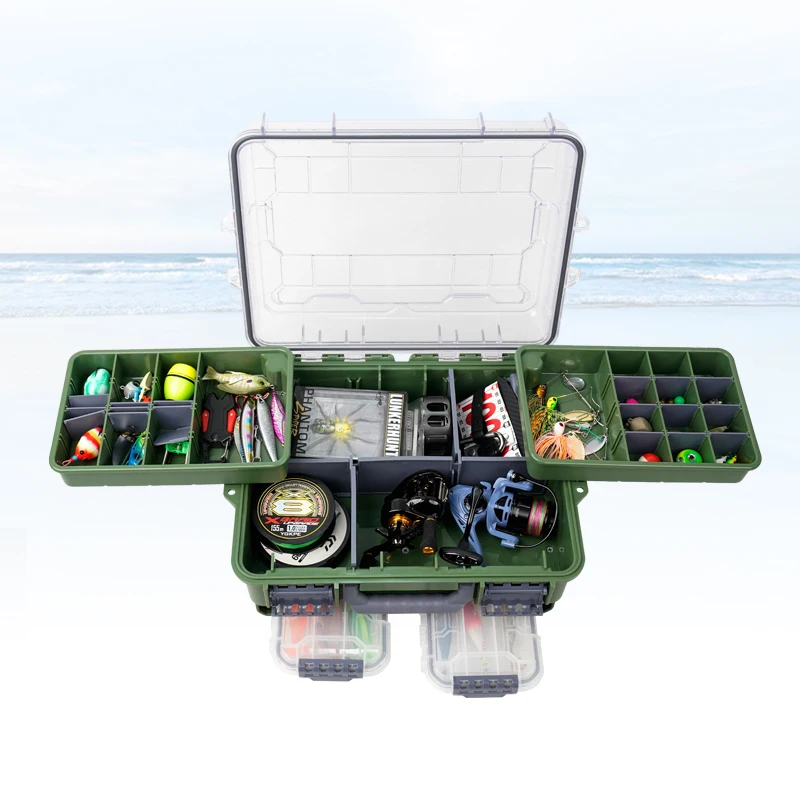 Caja de herramientas de pesca multifunción, aparejos impermeables, cajas organizadoras de almacenamiento de plástico, accesorios para señuelos, equipo de carpa - imagen 5