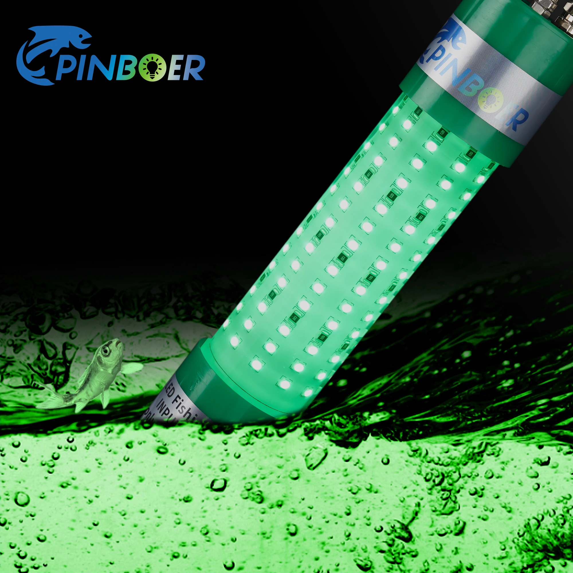 Pinboer-luz de pesca sumergible, 100W, DC12V, 10000LM, verde, blanco, bajo el agua, LED de alta potencia, señuelo, cebo y lámpara buscador, atractivo - imagen 4