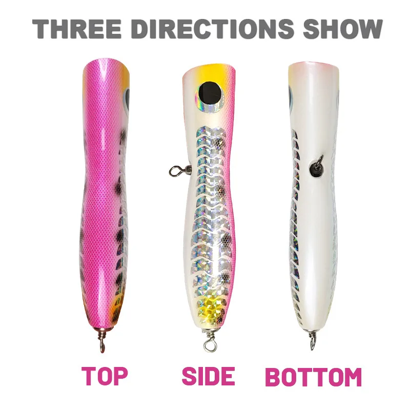 Señuelo de pesca de agua salada, 20cm, 100g, gran juego, hecho a mano, de madera, Topwater GT, Woodend Popper - imagen 4