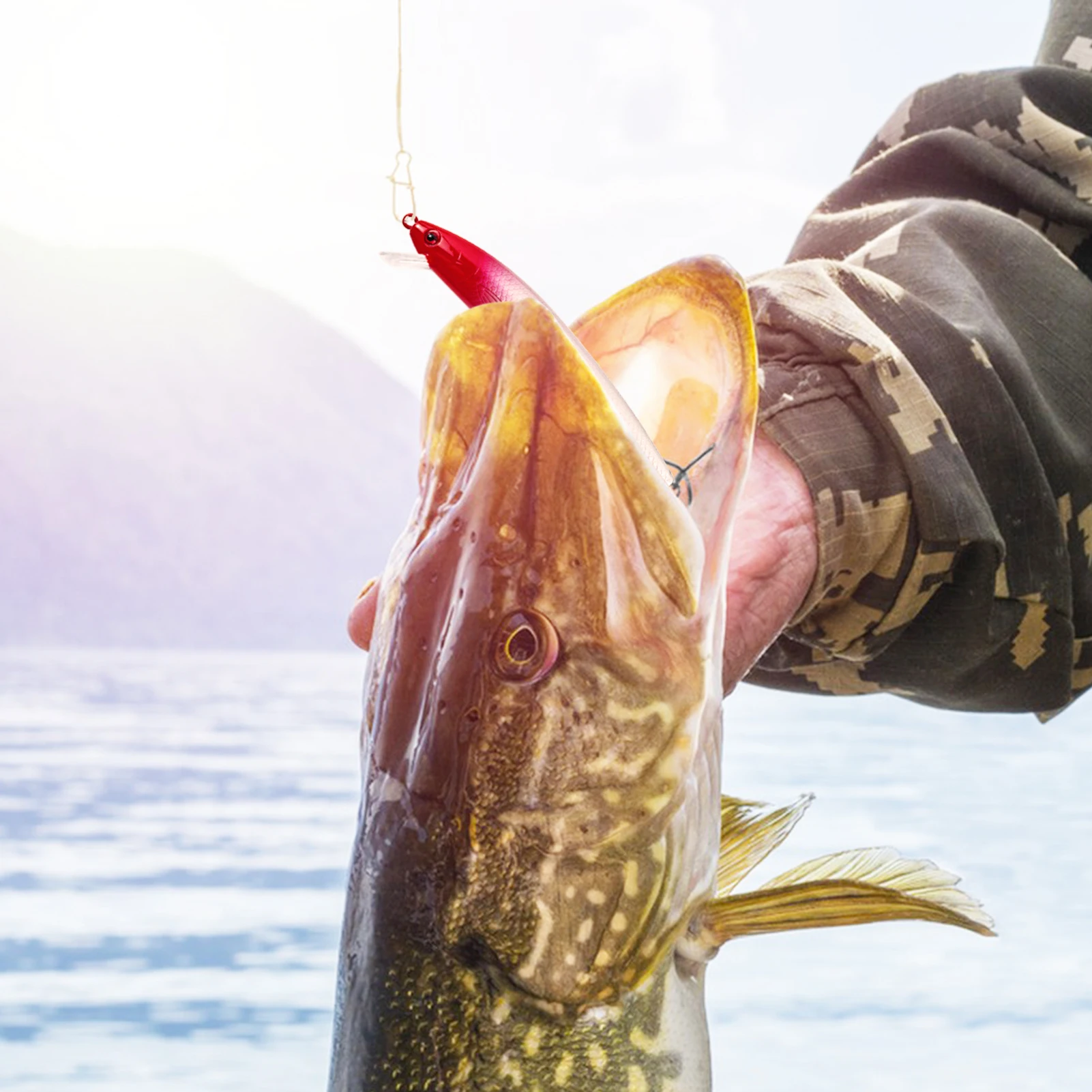 FREE FISHER Señuelo Minnow topwater con anzuelo triple y ojos 3D - imagen 2
