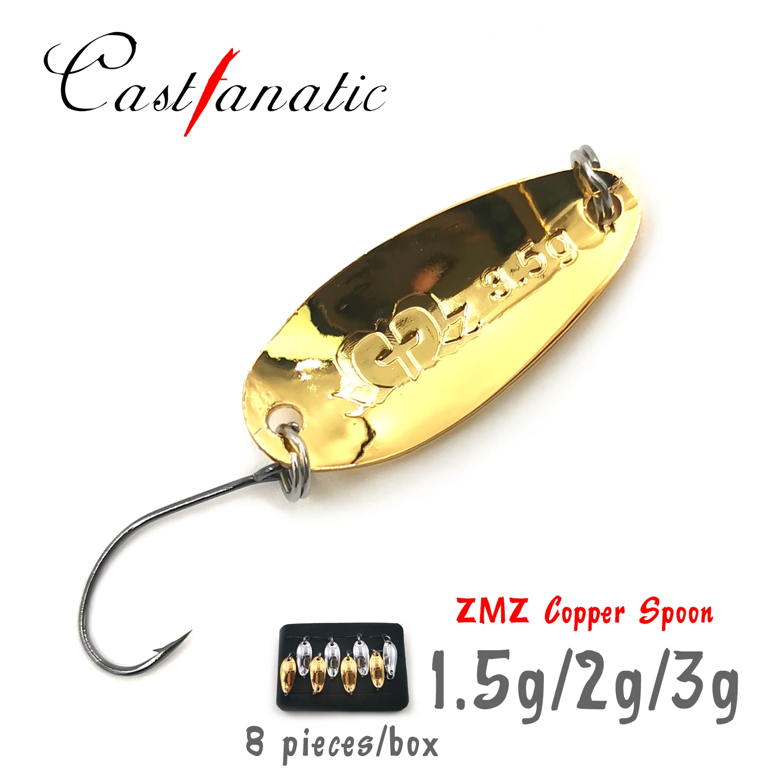 Castfanatic ZMZ cuchara de trucha de cobre 1,5g2,5g3,5g Wobbler cebo corriente accesorios de pesca aparejos para perca Zander tipo de pez - imagen 3