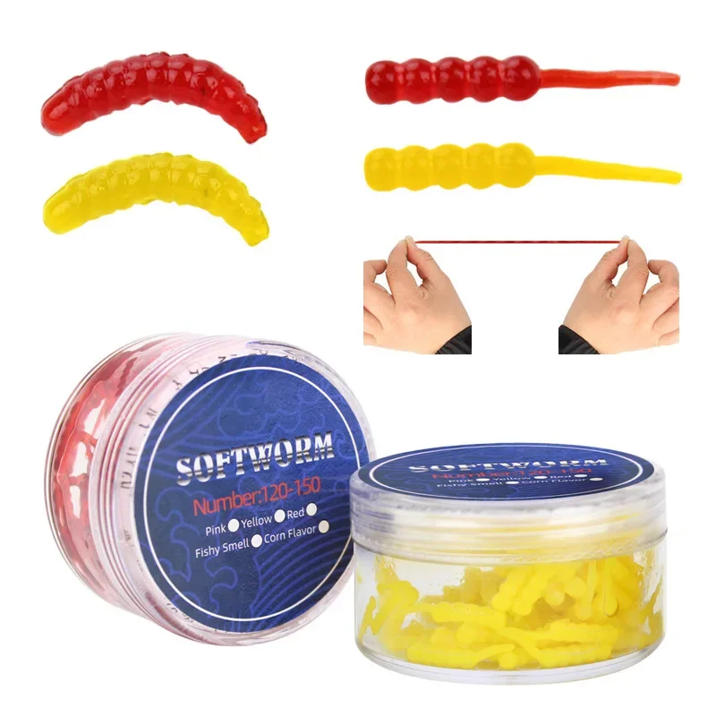 MUKUN 120 Uds. Señuelos de pesca de gusanos biónicos suaves juego de señuelos blandos de alto rendimiento cebo de pesca Isca Artificial