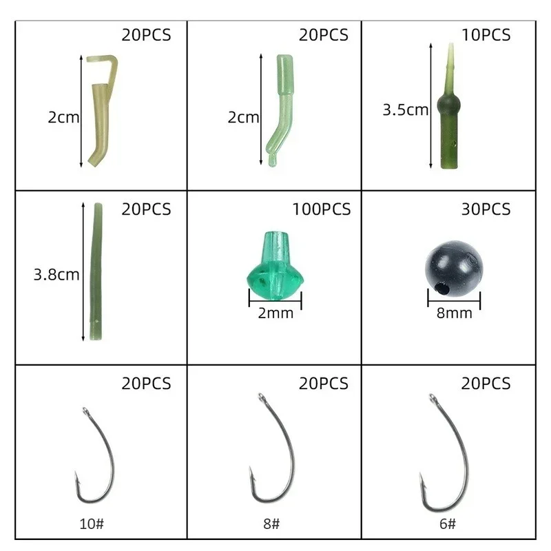 Herramientas De Pesca De carpa, Kit De aparejos De Pesca, mangas antienredos, cuentas De gancho De parada, gira todo para accesorios De Pesca - imagen 5