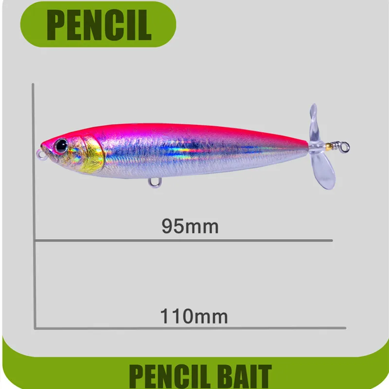 GREENSPIDE-señuelo de pesca Topwater con hélice, 95mm, 12,5g, aparejos de pesca de lubina, accesorios de pesca, señuelos de agua salada, cebo para peces - imagen 3