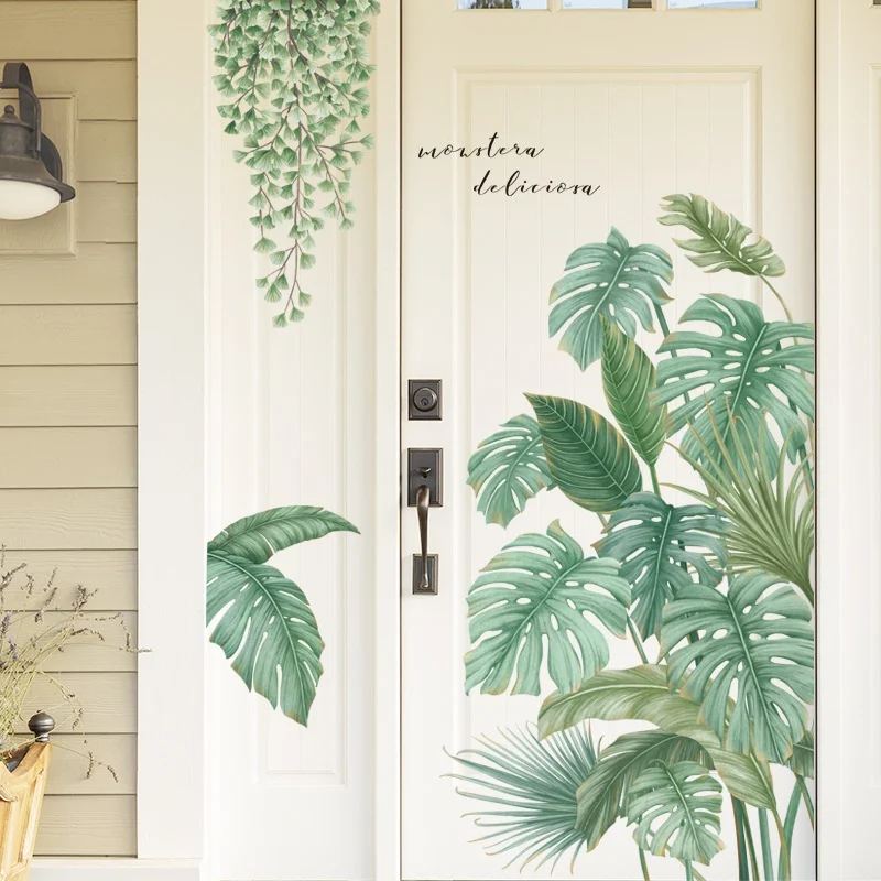 Pegatina artística de pared de plantas de hojas de Monstera Tropical, calcomanías de pared nórdicas, pegatinas de vinilo para sala de estar, dormitorio, cocina, decoración del hogar - imagen 2