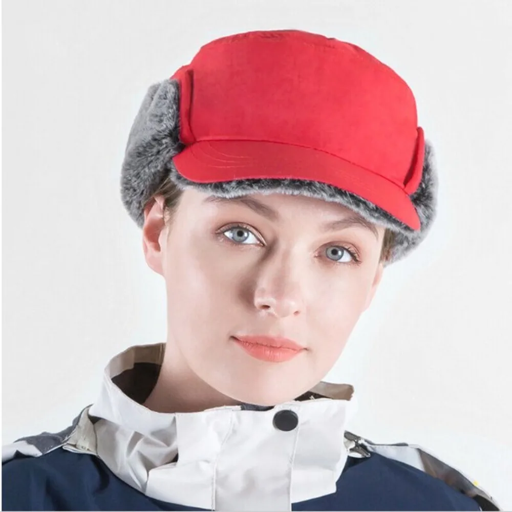 Práctico gorro de invierno impermeable con orejeras, gorro de nailon a prueba de viento, gorro plano, gorro de esquí cálido
