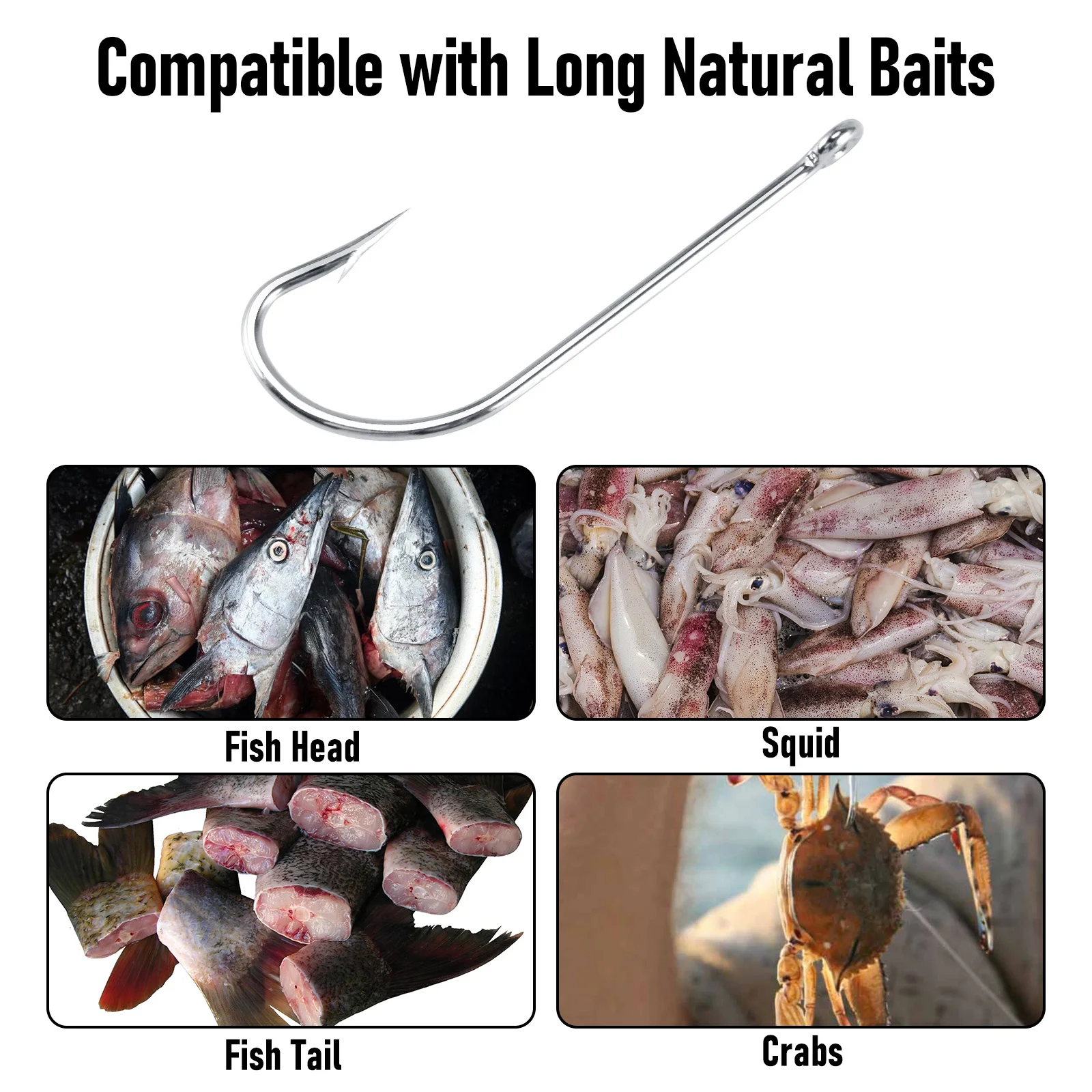 # 8- # Anzuelo de pesca en J 10/0, anzuelo de cebo vivo, anzuelos O'shaughnessy de vástago largo, anzuelo de curricán de vástago recto para pargo de pelador de agua salada - imagen 4