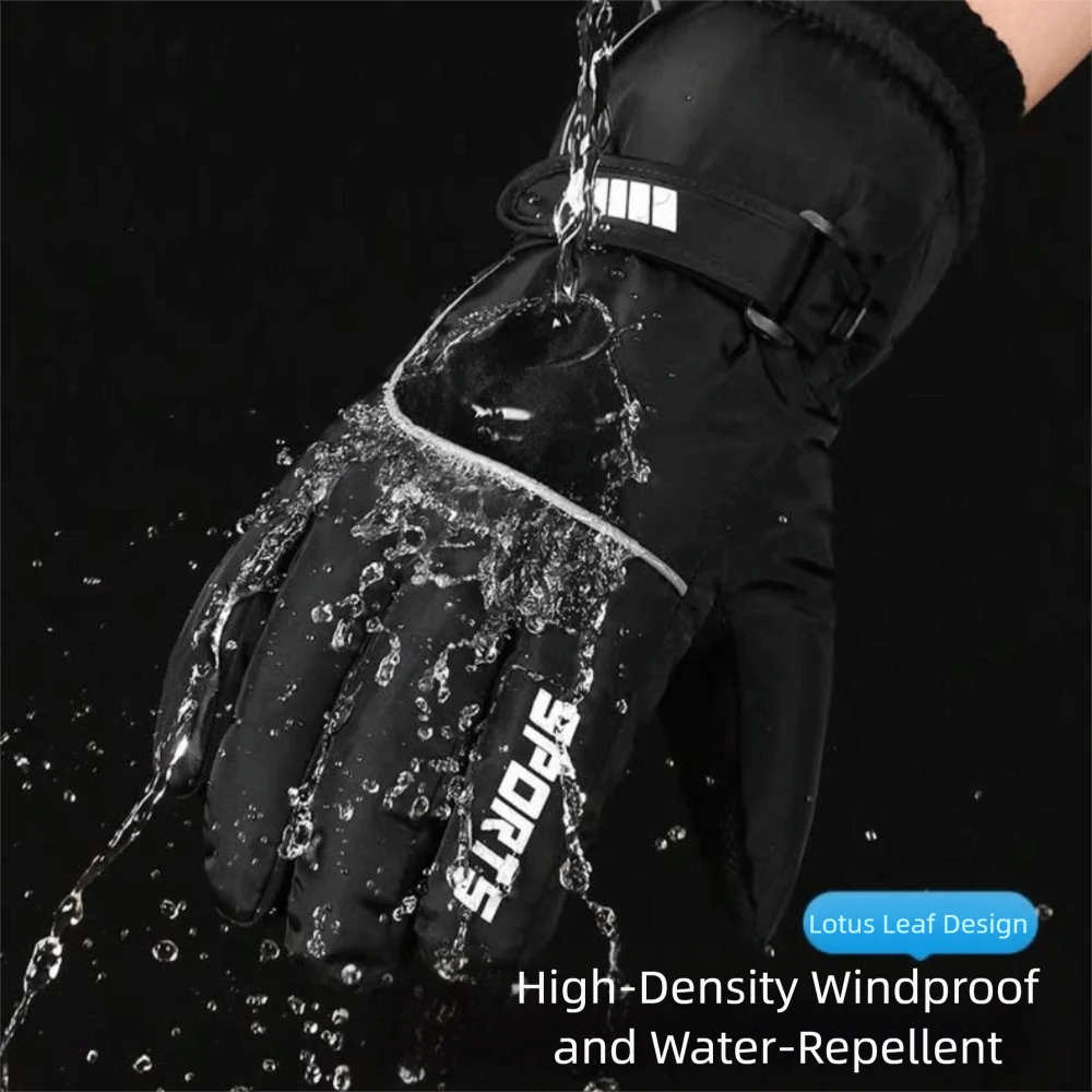 Regalos Oxford guantes cálidos de invierno Pu pantalla táctil ciclismo guantes de algodón cálidos impermeables a prueba de viento más guantes gruesos de terciopelo para mujer - imagen 4
