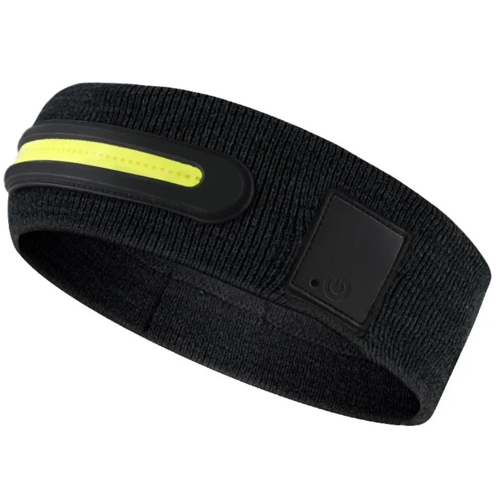 Diadema con luz LED USB Unisex, gorro elástico de algodón deportivo con luz para la cabeza, tela, 3 modos de luz, gorro luminoso para correr, correr de noche