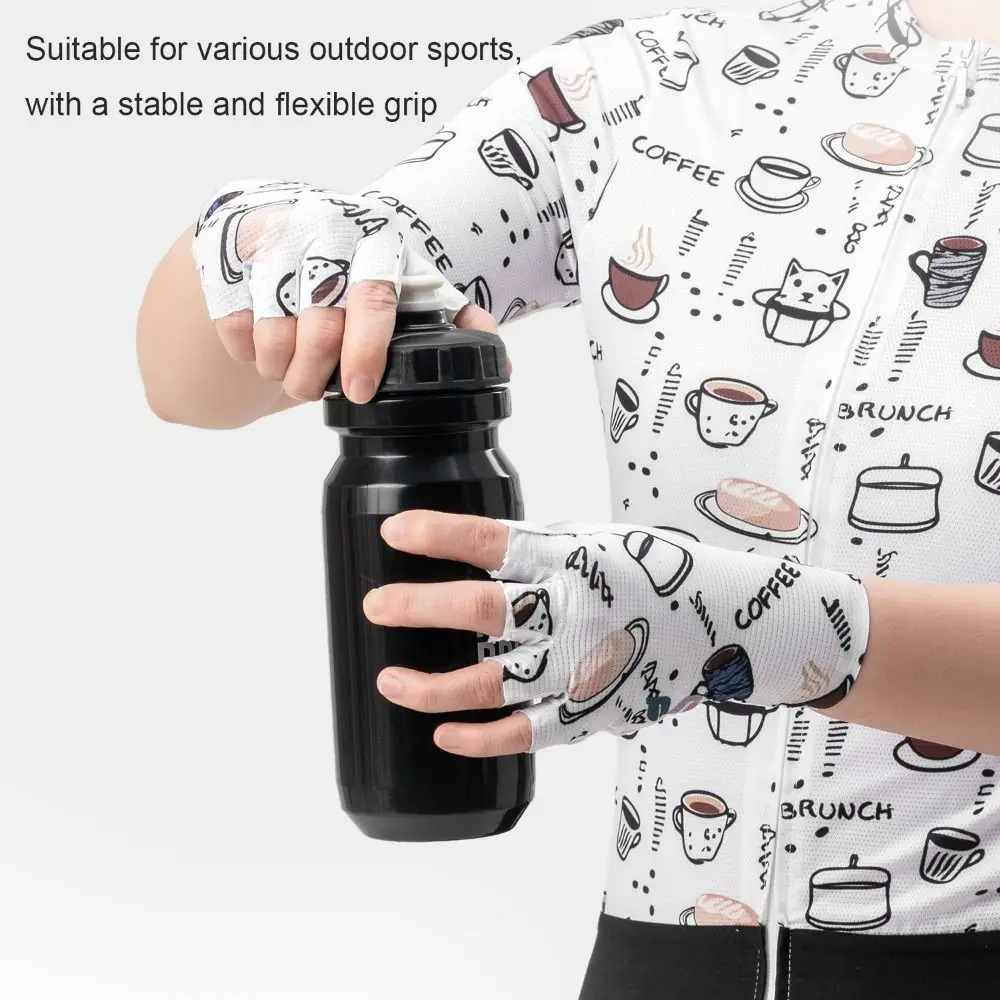 Guantes de bicicleta acolchados de Gel para mujer, transpirables, absorbentes de golpes, medio dedo, resistentes al desgaste, antideslizantes - imagen 2