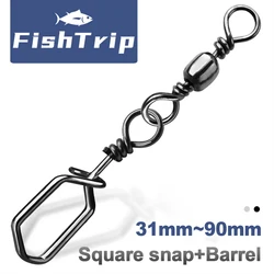 FishTrip 25 uds barril giratorio cuadrado Snap 13 ~ 141 libras pesca Snap con mosquetón conector de pesca de acero inoxidable
