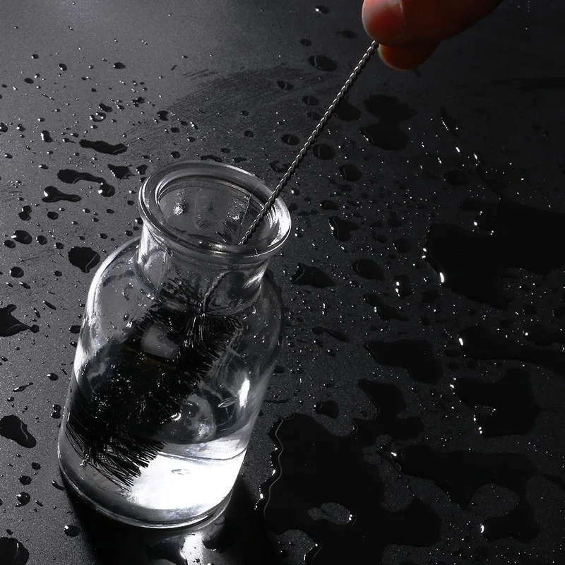 10 unids/set multifuncional portátil de acero inoxidable cepillos de botellas para el hogar limpiador de vidrio tubo de lavado juego de cepillos de limpieza - imagen 4